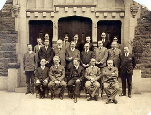 Rabbi Stephen Wise, who founded the Jewish Institute of Religion in 1922, is seated center here with his JIR faculty, 1927. <br><br>Courtesy of The Jacob Rader Marcus Center of the American Jewish Archives, Cincinnati, Ohio.